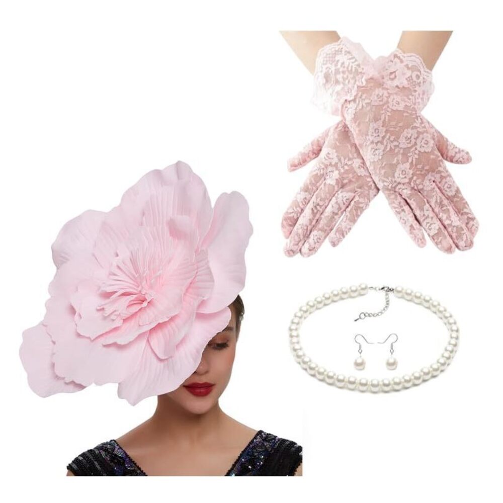 9451 4 Pack Large Flower Fascinators Hat For Women Headband Tea Party